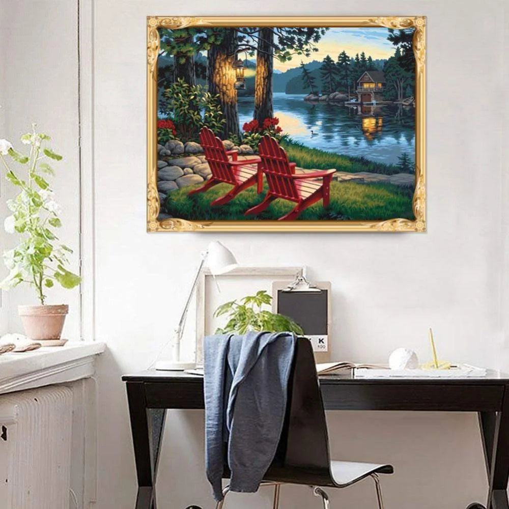 Beautiful View By The Lake | Diamond Painting