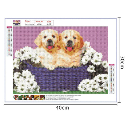 Flowers And Dog Golden Retriever | Diamond Painting
