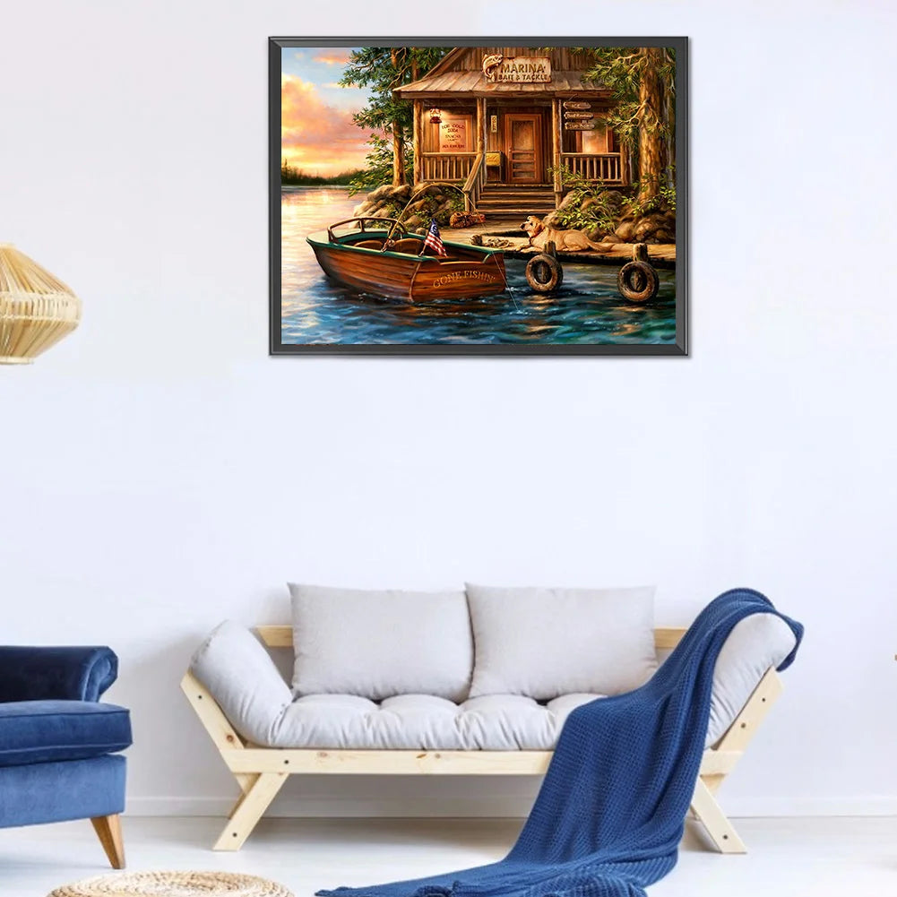 Cabin And Boat | Diamond Painting