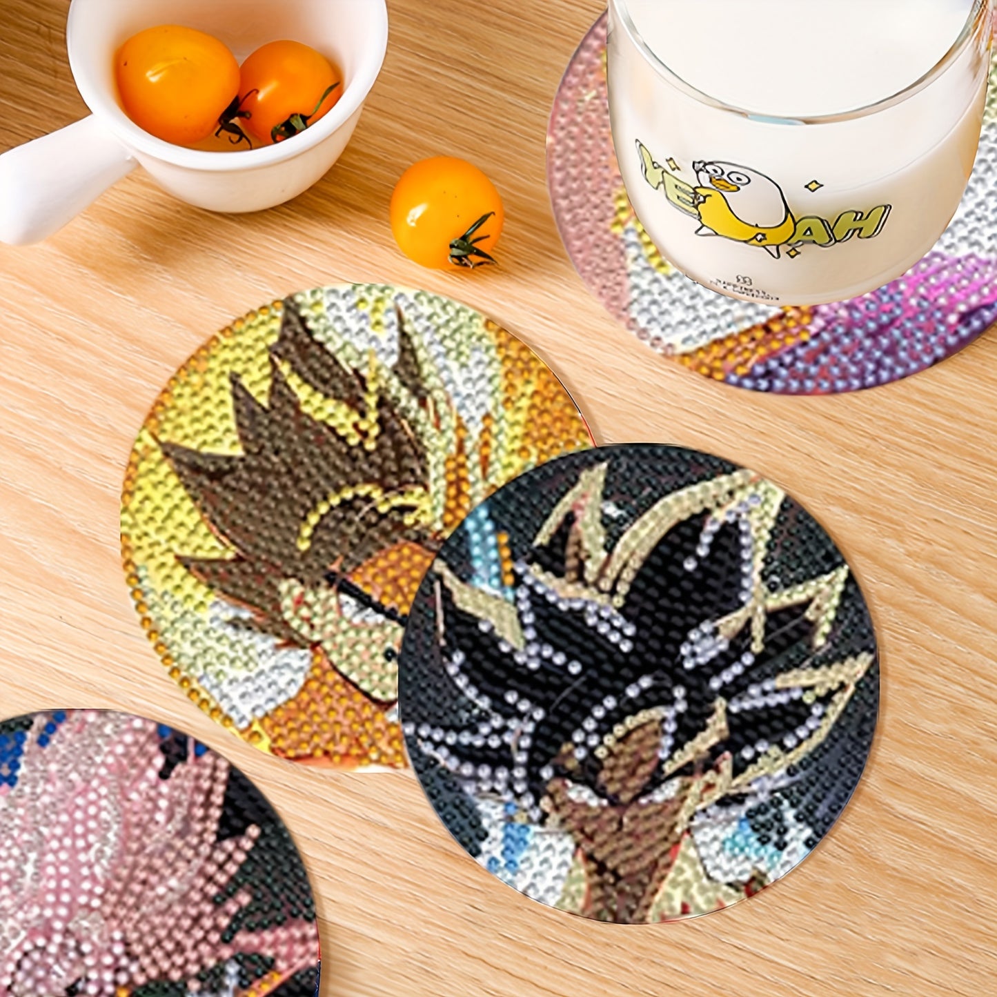 Diy 8pcs/set Cartoon  Diamond Painting Coasters with Holder