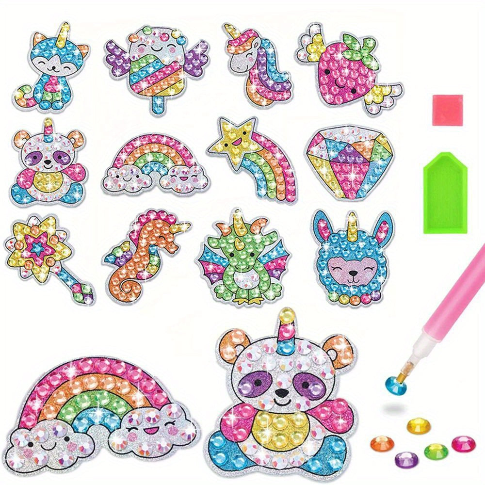 12pcs 5D Diamond Painting Set Diamond Painting For Kids Sticker Craft With Gem Tool DIY Stickers Arts And Crafts For Aged 812 Diamond Painting Stickers Cartoon Animals