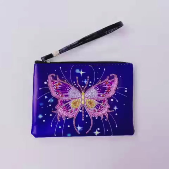 Artificial Diamond Painting Kits For Adults DIY Clutch Bag PU Leather 5D Rhinestone Cross Stitch Art Craft Makeup Bag Zipper Bag Christmas Gift Star Butterfly