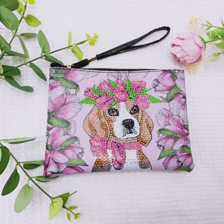 1set DIY Artificial Diamond Art Purses And Handbags Dog Design Size 21X16cm826x629 Soft Leather Purse Cosmetic Bag For Women Crystal Rhinestones