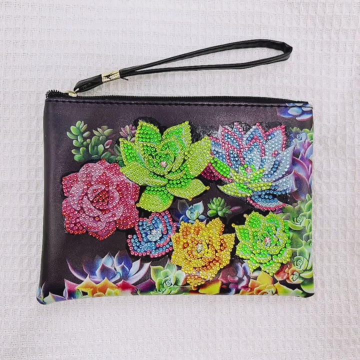 1set DIY Cactus Diamond Painting Handbag Kit Size 21X16cm826x629 Soft Leather Cosmetic Bag for Women Crystal Rhinestones Cactus Diamond Art Cgs