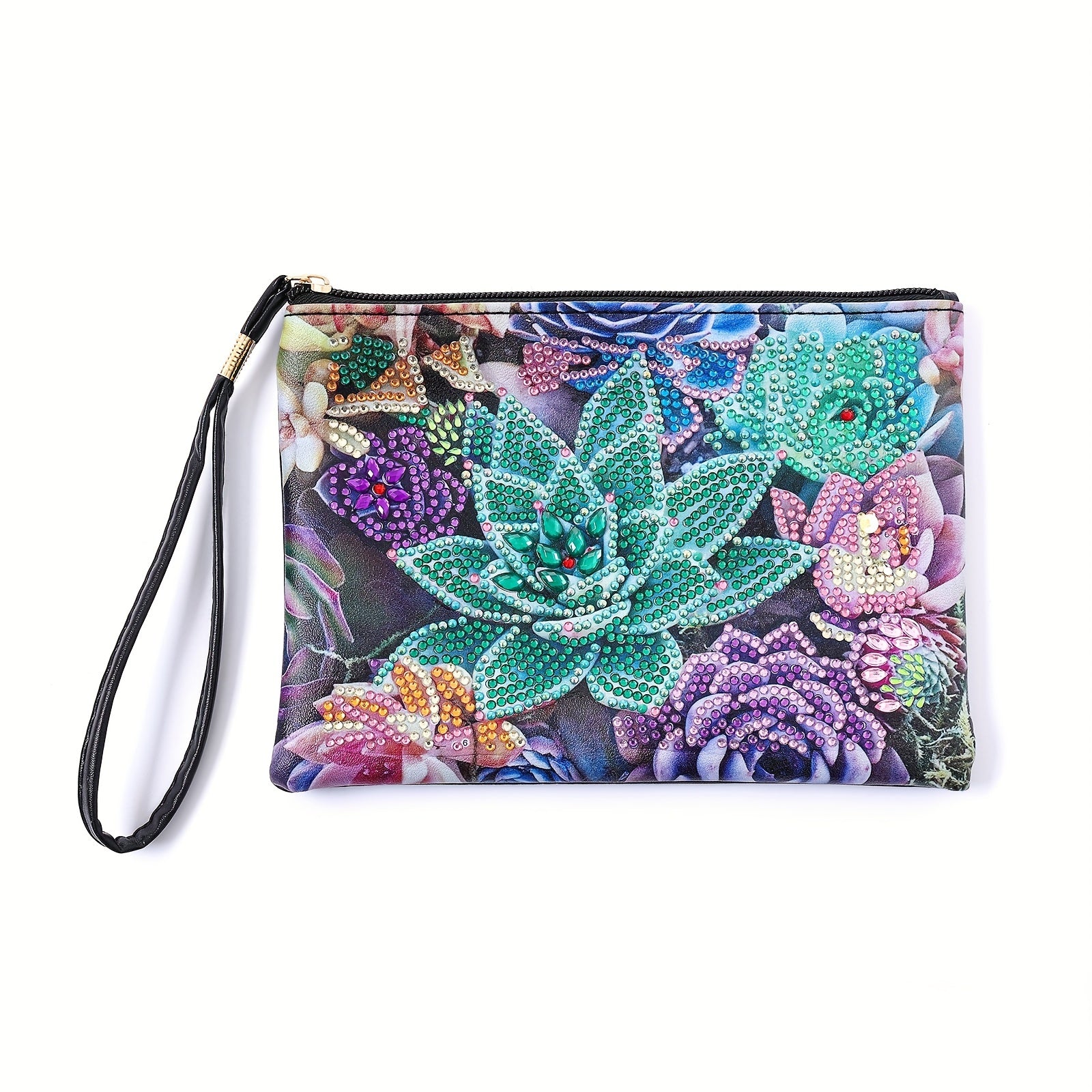 1pc Succulent Style Diamond Painting Clutch 5D DIY Diamond Painting Clutch Makeup Bag Handmade Diamond Art Craft Womens Wristband Clutch And Zipper Bag 155cm21cm61in827in Suitable For Adult Gifts