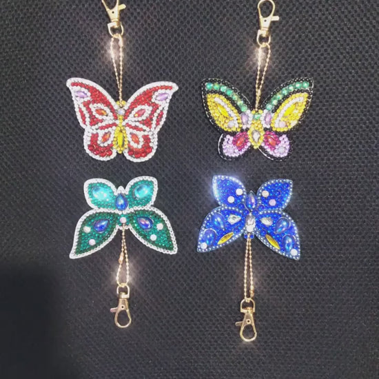 DIY Butterfly Rhinestone Key Chain  Handmade Diamond Painting Pendant Crafts for Bag Decoration