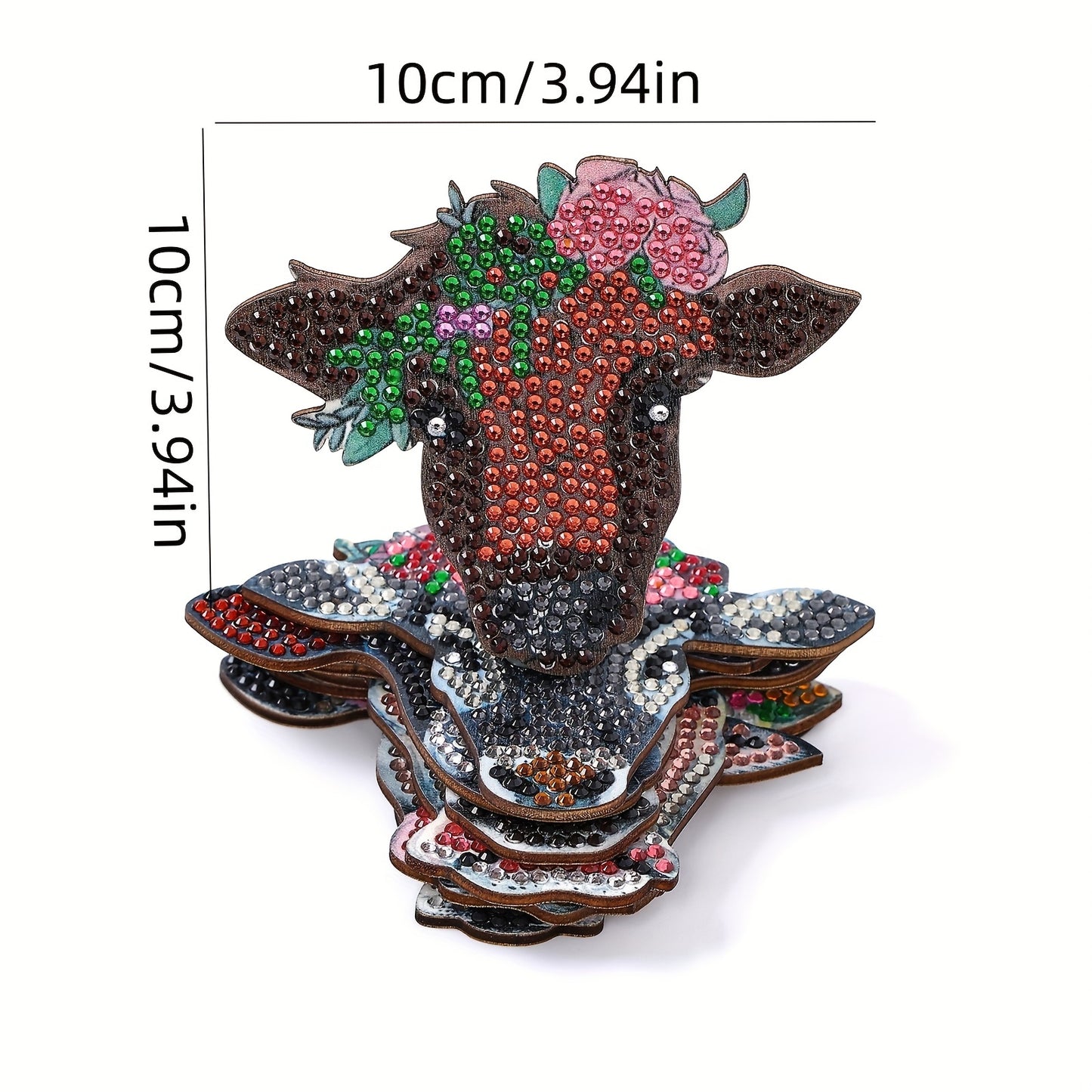 Diy 8pcs/set Cow Animal  Diamond Painting Coasters with Holder