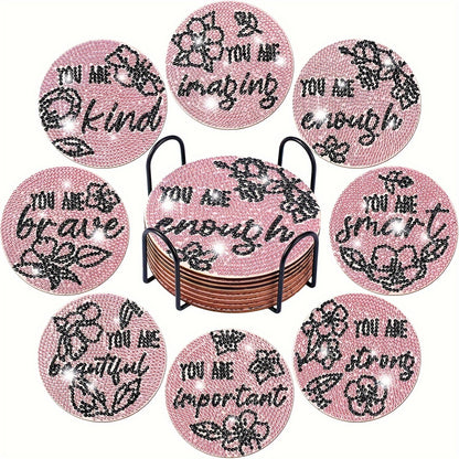 Diy 8pcs/set  Diamond Painting Coasters with Holder
