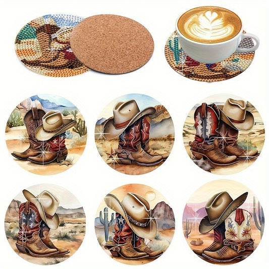 Diy 6pcs/set Pumpkin Cow Gnome  Diamond Painting Coasters with Holder