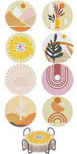 Diy 8pcs/set  Diamond Painting Coasters with Holder