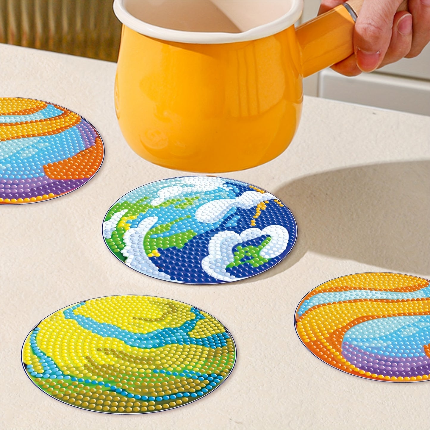 Diy 8pcs/set  Diamond Painting Coasters with Holder