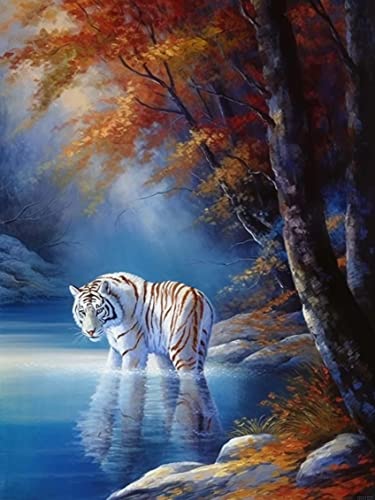 White Tiger in Autumn | Diamond Painting