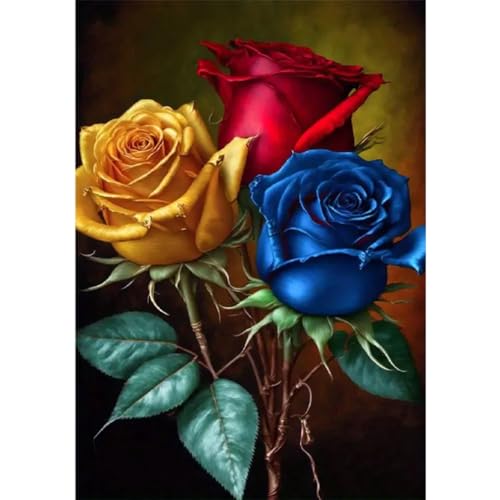 Red Blue Yellow Roses | Diamond Painting