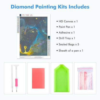 Black Midnight Cat with Butterfly | Diamond Painting