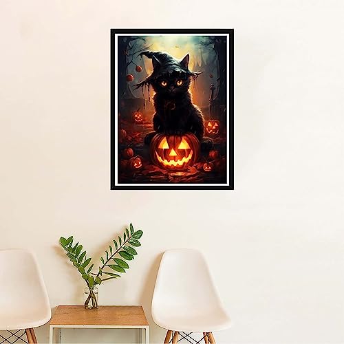 Pumpkin Black Midnight Cat Halloween | Diamond Painting