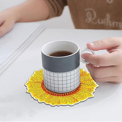 Diy 10pcs/set Butterfly Flower  Diamond Painting Coasters with Holder
