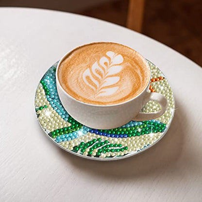 Diy 8pcs/set  Diamond Painting Coasters with Holder