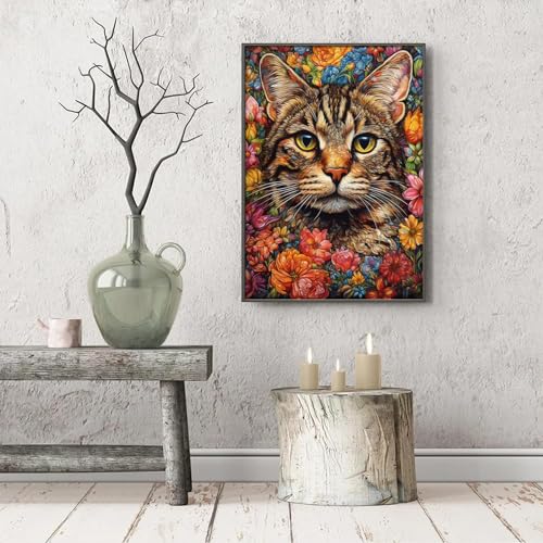 Cat And Flower | Diamond Painting