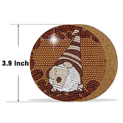 Diy 8pcs/set Gnome  Diamond Painting Coasters with Holder