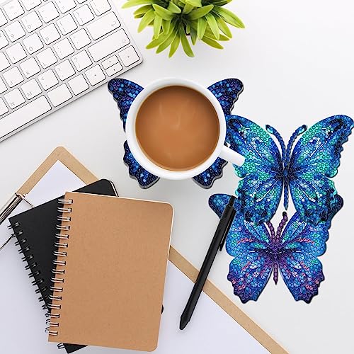 Diy 8pcs/set Butterfly  Diamond Painting Coasters with Holder