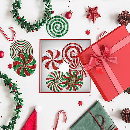 Diy 8pcs/set Christmas  Diamond Painting Coasters with Holder
