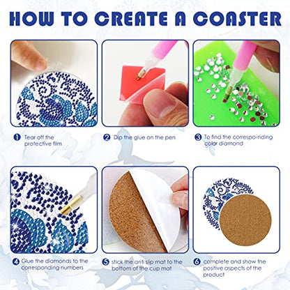 Diy 8pcs/set  Diamond Painting Coasters with Holder