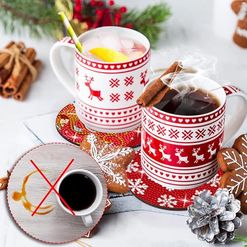 Diy 8pcs/set Christmas  Diamond Painting Coasters with Holder