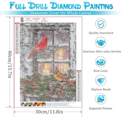 Snow Red Cardinal Bird Christmas | Diamond Painting