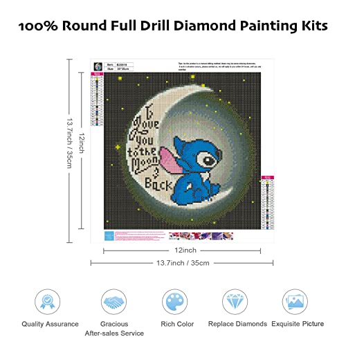 Stitch Sitting On The Moon | Diamond Painting