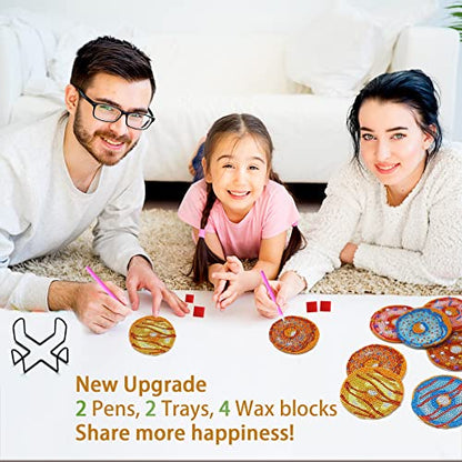 Diy 8pcs/set Mandala  Diamond Painting Coasters with Holder