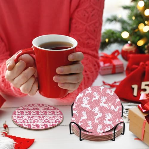 Diy 8pcs/set Christmas  Diamond Painting Coasters with Holder