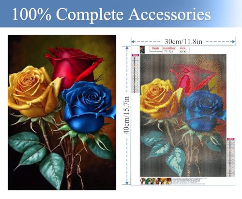 Red Blue Yellow Roses | Diamond Painting