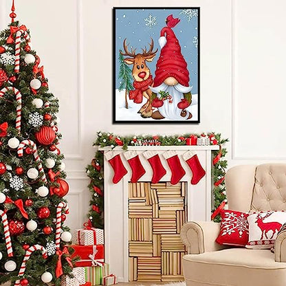 Gnome Deer Christmas | Diamond Painting