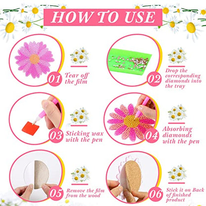 Diy 12pcs/set Flower  Diamond Painting Coasters with Holder