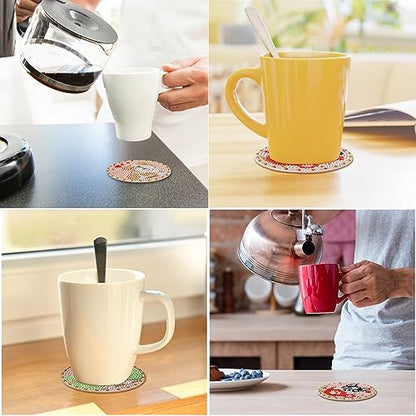 Diy 8pcs/set Dog  Diamond Painting Coasters with Holder