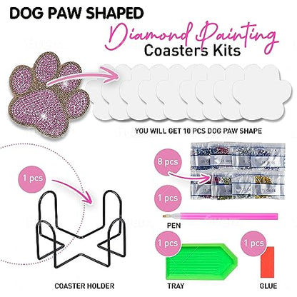 Diy 10pcs/set Dog  Diamond Painting Coasters with Holder