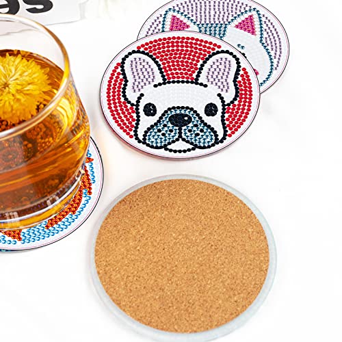 Diy 6pcs/set Animal  Diamond Painting Coasters with Holder