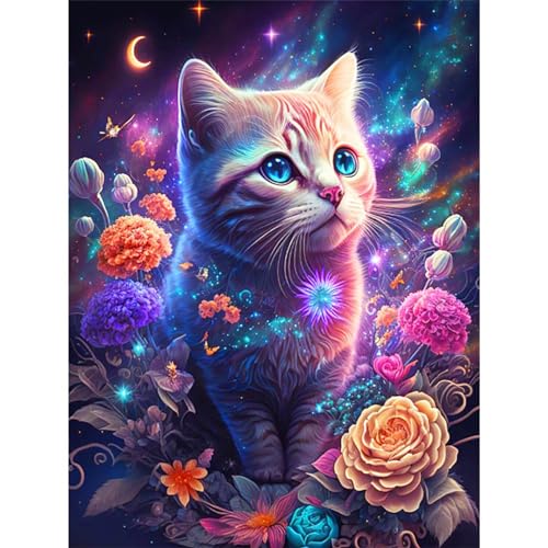 Colorful Midnight Cat | Diamond Painting