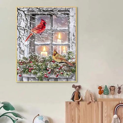 Snow Red Cardinal Bird Christmas | Diamond Painting