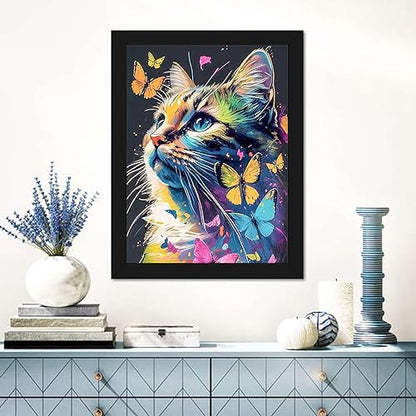 Midnight Cat with Butterfly | Diamond Painting