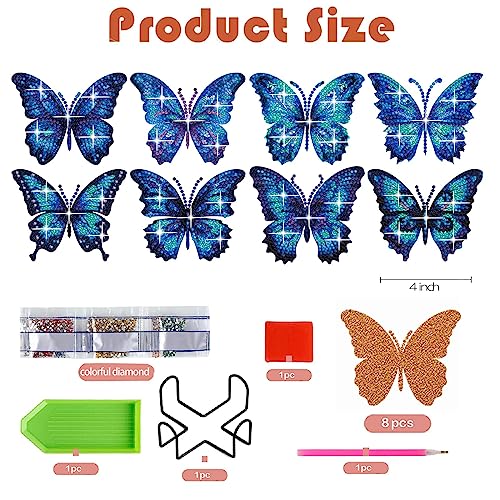 Diy 8pcs/set Butterfly  Diamond Painting Coasters with Holder