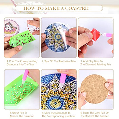 Diy 6pcs/set  Diamond Painting Coasters with Holder
