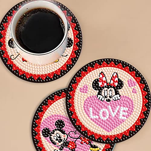 Diy 5pcs/set Cartoon  Diamond Painting Coasters with Holder