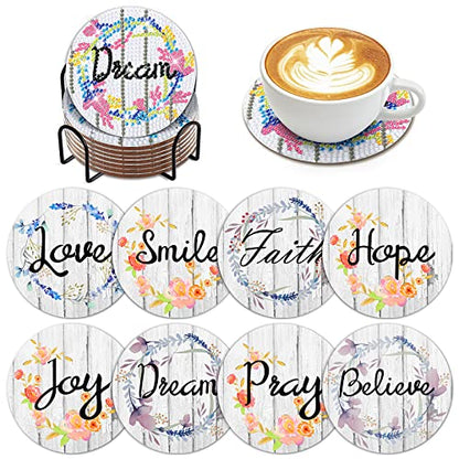 Diy 8pcs/set  Diamond Painting Coasters with Holder