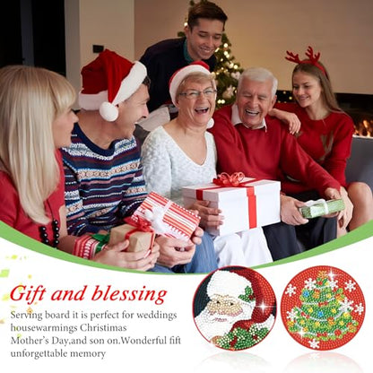 Diy 8pcs/set Christmas  Diamond Painting Coasters with Holder