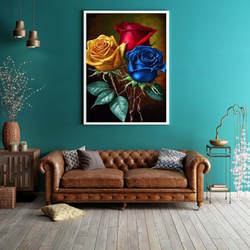 Red Blue Yellow Roses | Diamond Painting