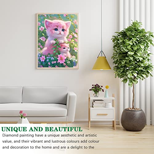 Pink Cat Flower | Diamond Painting