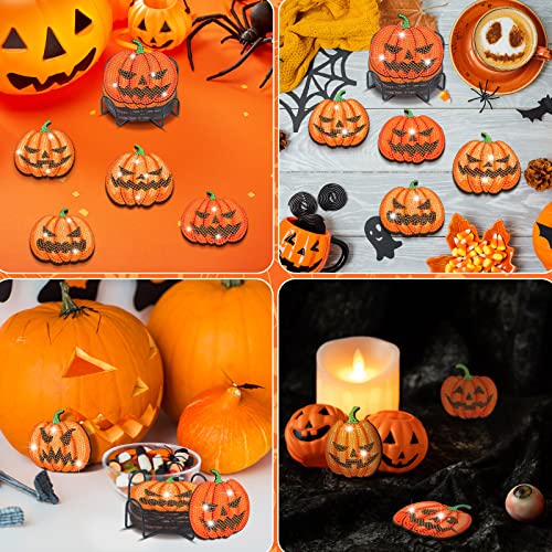 Diy 8pcs/set Pumpkin Halloween  Diamond Painting Coasters with Holder