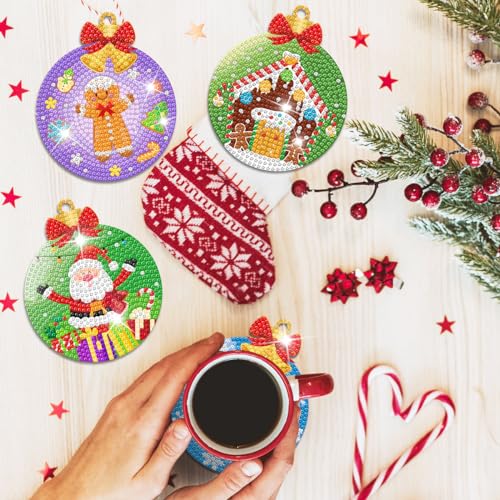 Diy 8pcs/set Pumpkin Christmas  Diamond Painting Coasters with Holder