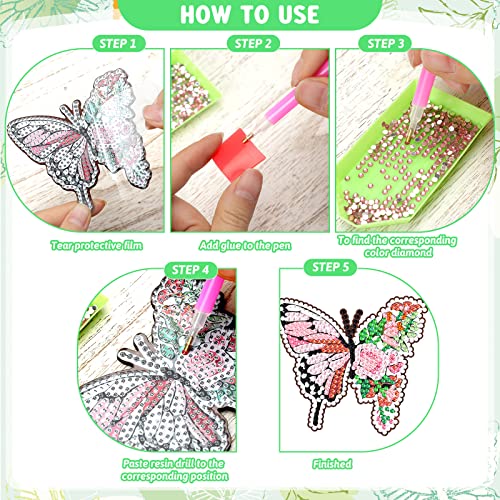 Diy 8pcs/set Butterfly Flower  Diamond Painting Coasters with Holder